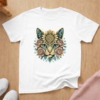 Floral cat face cat T-shirt